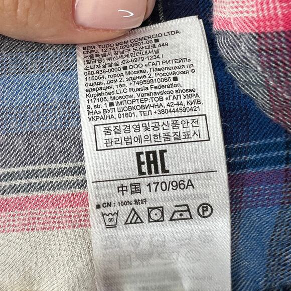 GAP Pendleton Blue White Top Plaid Long Sleeve Collared Pockets Button Up Size M - Picture 5 of 7